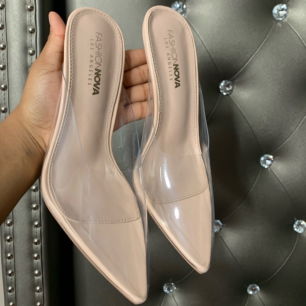 Fashion Nova Clear Cinderella Heels